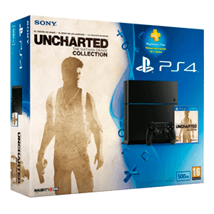 PlayStation 4 (500Gb) + Uncharted Collection + PlayStation Plus 3 Meses