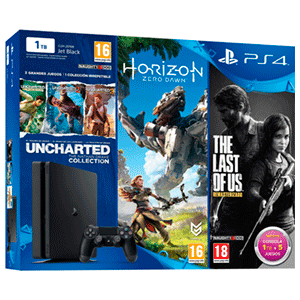 PlayStation 4 Slim 1Tb + The Last of Us + Uncharted Col. + Horizon