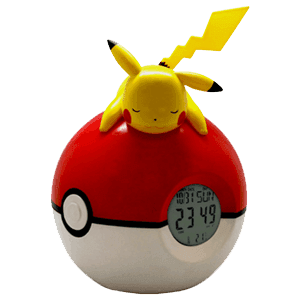 Radio Despertador Luminoso Pokemon: Pikachu sobre Pokeball 16cm