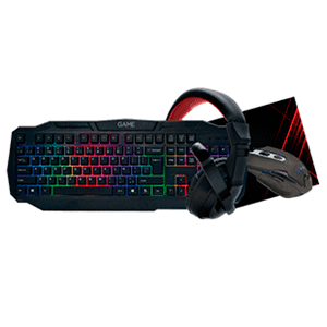 GAME PK200 Pack Gaming 4in1 - Teclado + Ratón + Alfombrilla + Auriculares