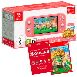 Nintendo Switch Lite Coral + Animal Crossing + 3 Meses Nintendo Online