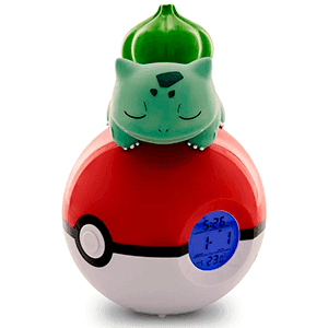 Radio Despertador Luminoso Pokemon: Bulbasaur sobre Pokeball 18cm