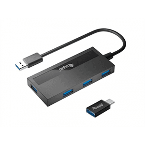 EQUIP Hub USB 3.0 - 4 puertos - incluye adaptador USB-C - Hub USB
