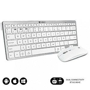 Subblim - Pack Teclado + Ratón Bluetooth  Compacto Plateado Blanco - Reacondicionado