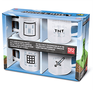 Set 4 Tazas de Café Cristal Minecraft