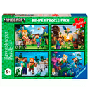 Pack de 4 Puzzles x 100pz Minecraft