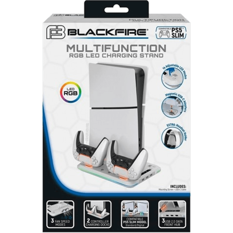 Soporte Cargador Blackfire con ventilación y luz RGB para PS5 Slim