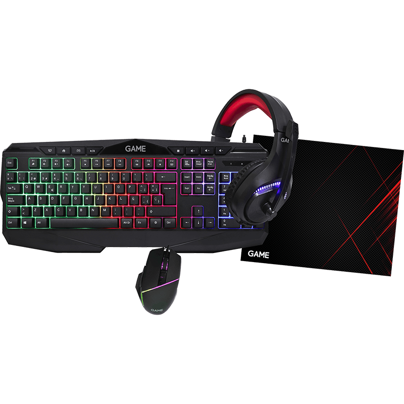 GAME PK3 Pack Gaming 4in1 RGB - Teclado + Raton + Alfombrilla + Auriculares - Pack Perifericos