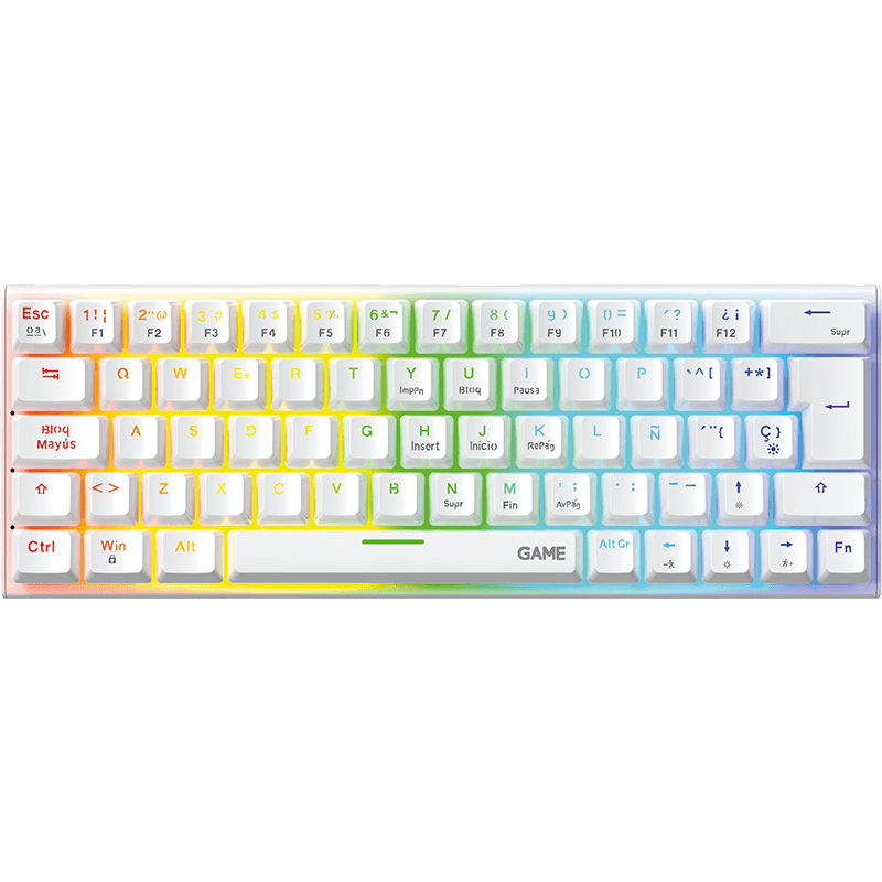 GAME KH-60B Mecanico mini 60% RGB Blue Switch Spanish Layout Blanco - Teclado Gaming