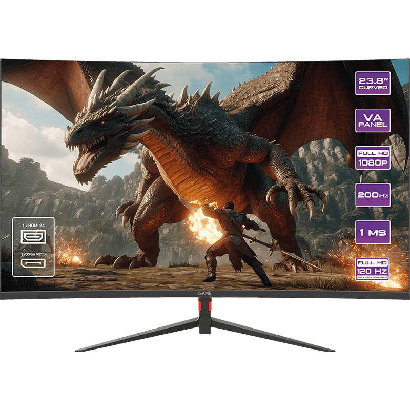 GAME Monitor M24GC7 Curvo  24" Full HD 1Ms 200Hz Altavoces Leds Rgb- Monitor Gaming