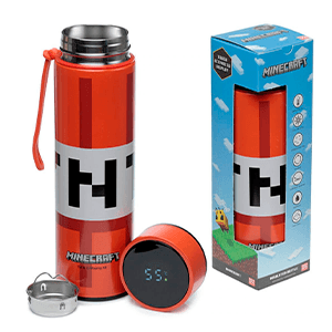 Botella metalica de acero inoxidable con Termometro Minecraft TNT de 450 ml