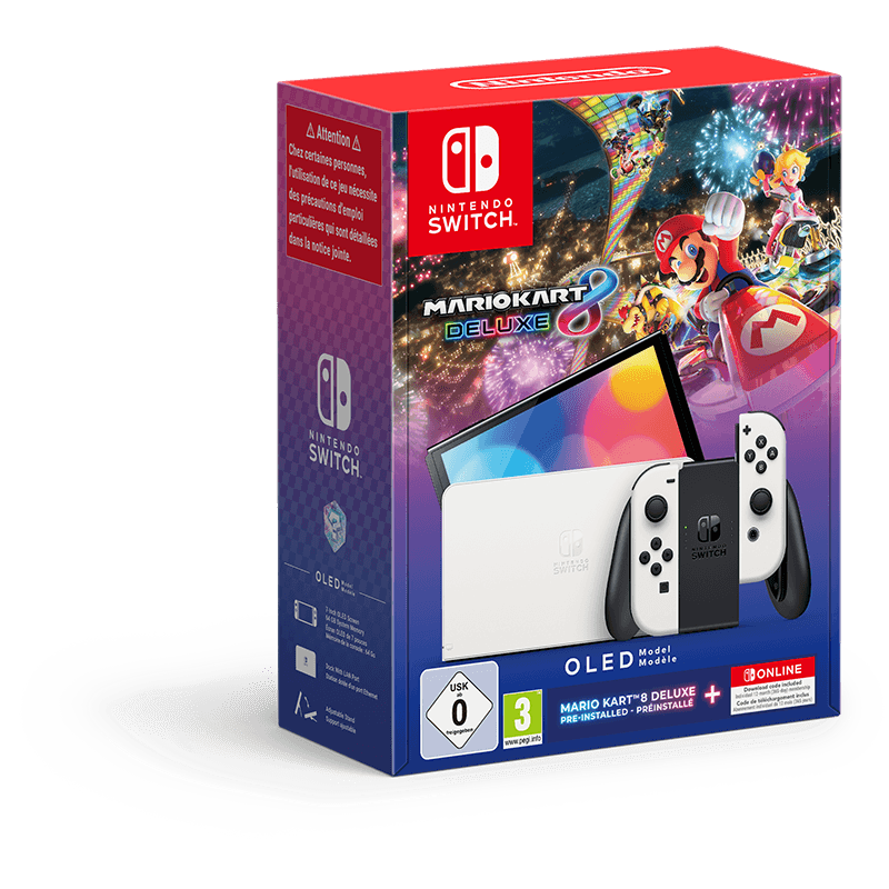 Nintendo Switch OLED Blanca + Mario Kart + 12 Meses Nintendo Online