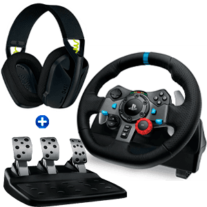Logitech G29 Driving Force + Auriculares G435 PC - PS5 - PS4 - PS3 - PlayStation - Volante - Reacondicionado