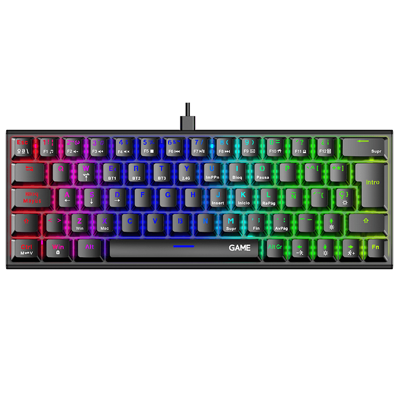 GAME KH-60W Mecanico Wireless mini RGB Blue Switch Spanish Layout Negro - Teclado Gaming