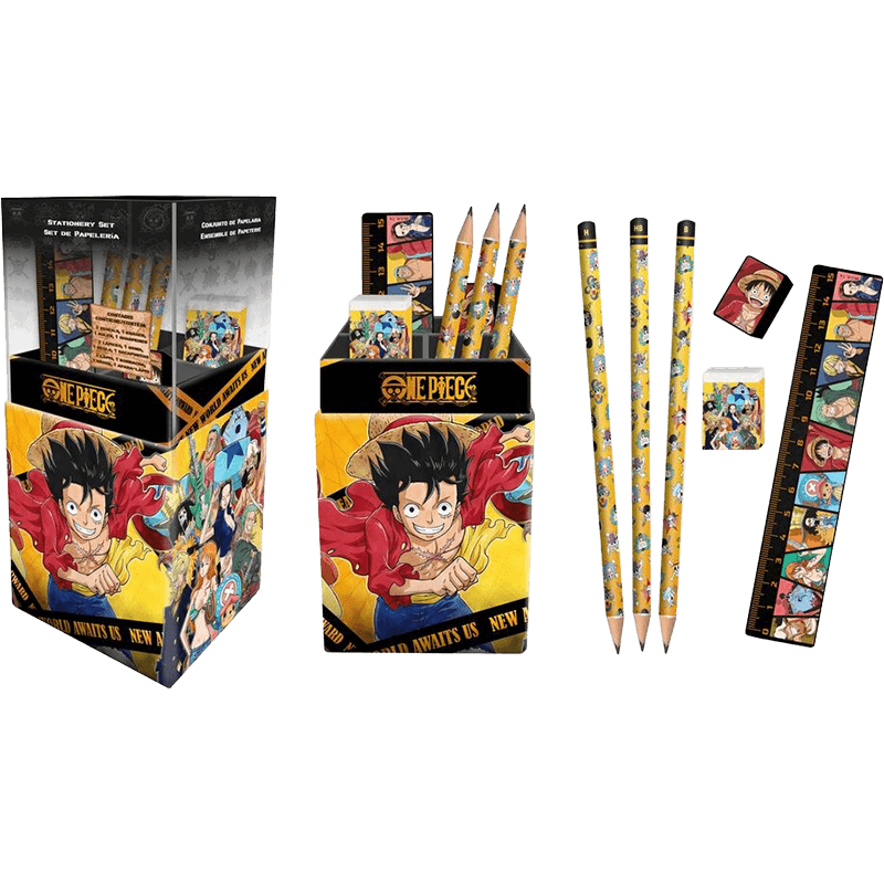 Lapicero Naruto con 3 lapices + regla + goma + borrador