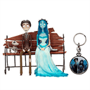 Pack de figuras La Novia Cadaver  + llavero metalico La Novia Cadaver