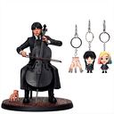 Figura Wednesday Violonchelo  + llavero Wednesday
