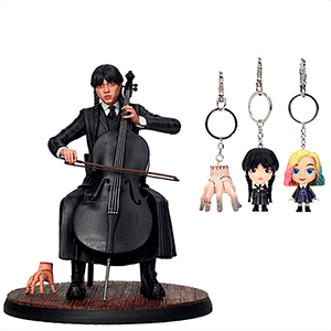 Figura Wednesday Violonchelo + llavero Wednesday