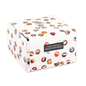 Caja de 5 sobres de 10 canicas cada sobre colección Small World de Marbleflags.