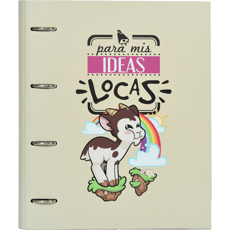 Carpeta de tapa dura con anillas Vakypandy para mis ideas locas letra tamaño A4 y 120 hojas