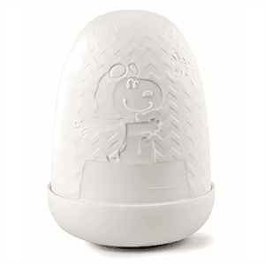 Figura de porcelana Lladró hecha a mano Snoopy Lámpara Cúpula (Blanco-Oro) De 15 Cm