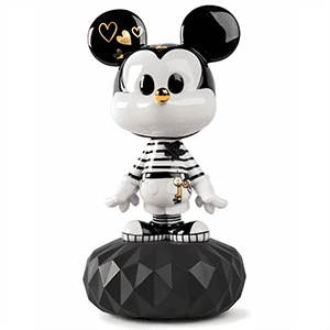 Figura de porcelana Lladró hecha a mano Mickey (Blanco y Negro) De 31 Cm