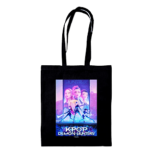 Bolsa Tote Reutilizable Negra Kpop Demon Hunters Logo