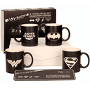 Pack de 4 tazas de ceramica con logos Universo DC grabados en láser. Edicion coleccionista numerada (REACONDICIONADO)