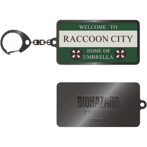 Llavero metalico Resident Evil Requiem Raccoon City Welcome Sign