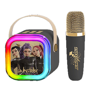 Altavoz Negro Bluetooth LED con Micrófono Karaoke KPOP Demon Hunters