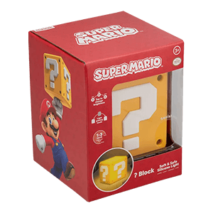 Lámpara de silicona recargable Super Mario Question Block SquishyGlo de 14 cm