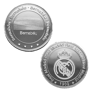 Moneda plateada Real Madrid Edición especial Escudo y Estadio Santiago Bernabeu