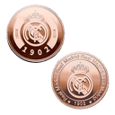 Moneda color cobre Real Madrid Edición especial con Escudo y año de su Fundación 1902
