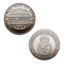 Moneda cromada Real Madrid Edición especial con Escudo e inscripción "El mejor equipo del mundo"