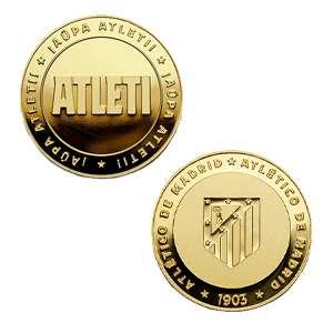 Moneda dorada Atlético de Madrid Edición especial con Escudo e inscripción ATLETI