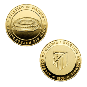 Moneda dorada Atlético de Madrid Edición especial Escudo y Estadio Riyadh Air Metropolitano