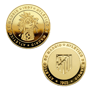 Moneda dorada Atlético de Madrid Edición especial INDY y Escudo
