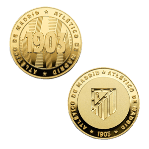 Moneda dorada Atlético de Madrid Edición especial con Escudo y año de su Fundación "1903"