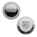 Moneda Niquel Atlético de Madrid Edición especial con Escudo e inscripción "Coraje y Corazón"
