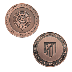 Moneda color Bronce Atlético de Madrid Edición especial con el Escudo Antiguo y Escudo Nuevo grabado