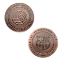 Moneda color cobre FC Barcelona Edición especial con Escudo y Grabado en Relieve balón con inscripción “Força Barça”
