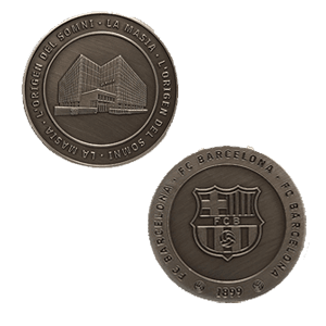 Moneda color bronce FC Barcelona Edición especial con Escudo y la Massia