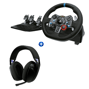 Logitech G29 Driving Force + Auriculares G321 PC - PS5 - PS4 - PS3 - Licencia PlayStation - Volante