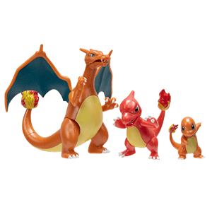 Pack de 3 figuras Pokémon Select de evolución (Charmander 1, Charmeleon y Charizard)
