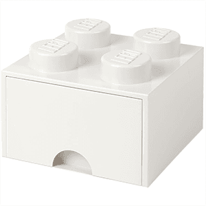 Caja de almacenaje con cajon LEGO Brick 4 blanco de 25 cm