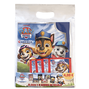 Starter Pack de cromos Paw Patrol 12 (Álbum + 4 Sobres)