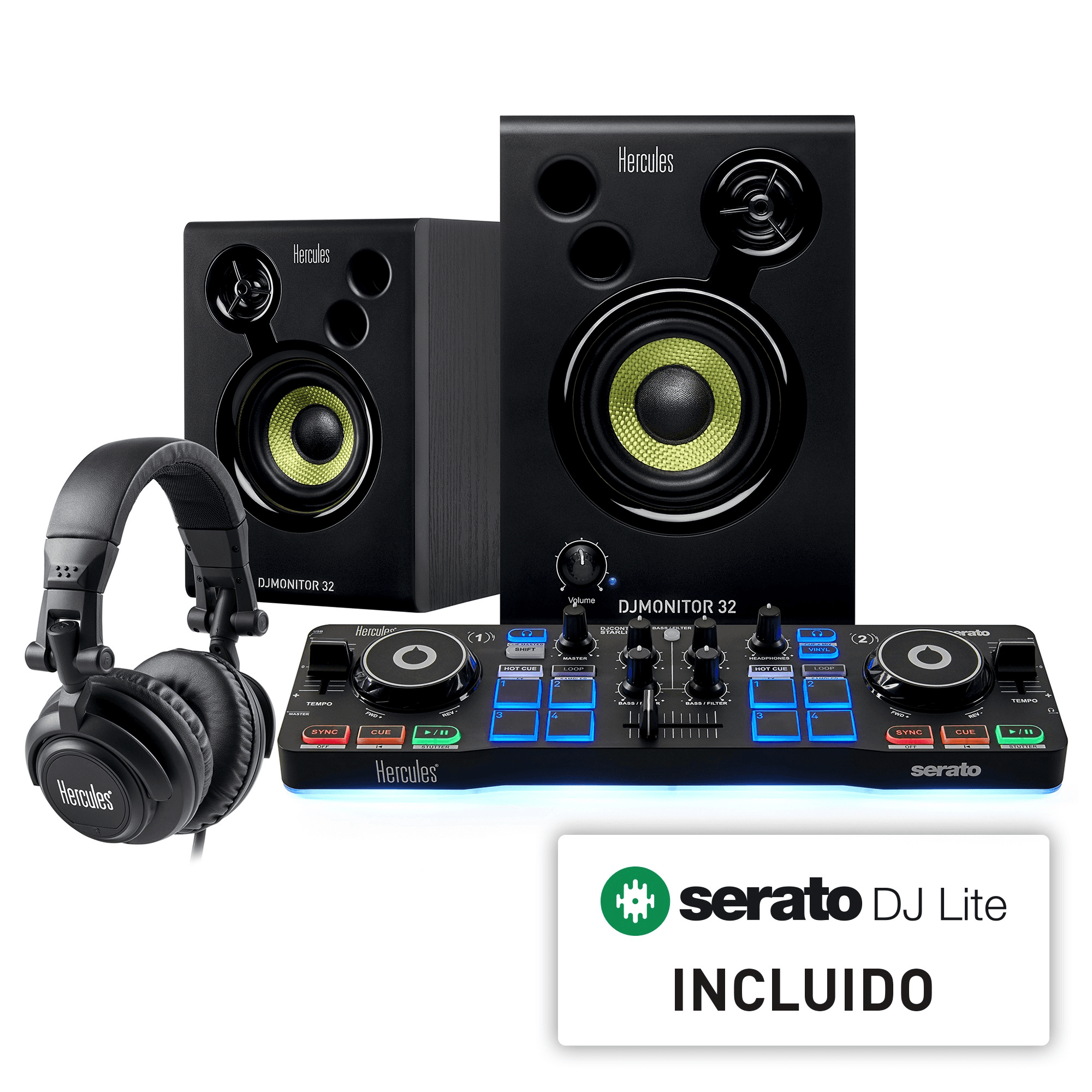 Hercules DJStarter Kit Mesa Mezclas + Altavoces - Auriculares - Pack