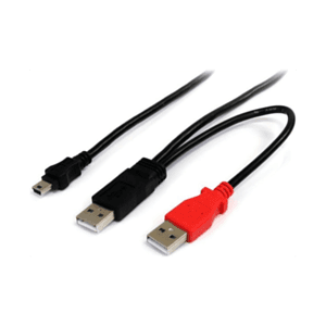 StarTech.com Cable de 1,8m USB 2.0 en Y para Discos Duros Externos - Cable Mini B a 2x USB A