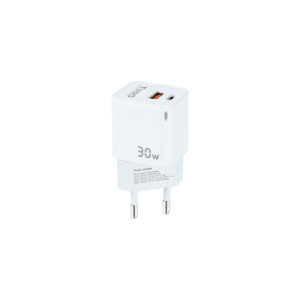 TooQ GaN USB-C/PD + USB-A/QC 30W, Blanco - Cargador