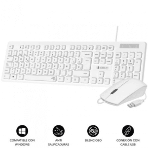 Subblim Combo Business Slim Silencioso USB Blanco - Combo